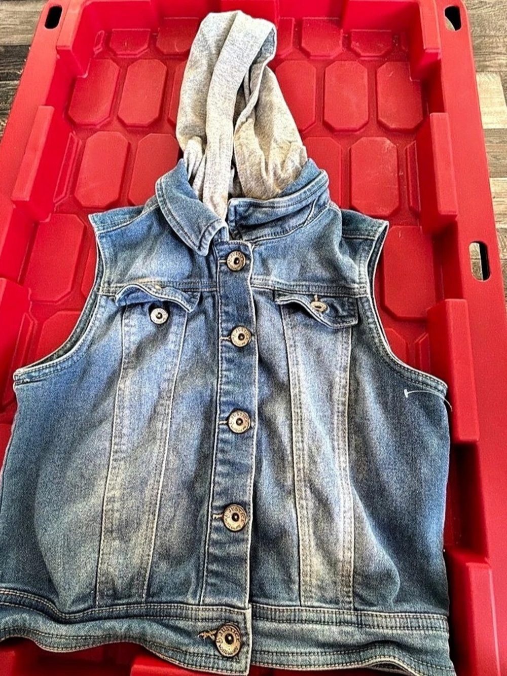 Justice Girls Denim Hooded Jean Vest Size 8/10